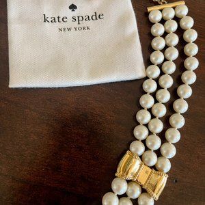 Kate Spade BOW Triple 3 Strand Pearl Necklace